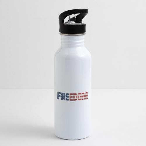 Freedom American Flag Distressed Patriotic Shirt - 20 oz Water Bottle