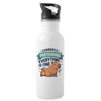 Pretending Everything Is Fine Capybara Meme - 20 oz Water Bottle - white - Right