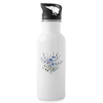 Blue Watercolor Floral Bouquet - 20 oz Water Bottle - white - Right