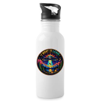 I Want to Leave UFO Patch - 20 oz Water Bottle - white - Right