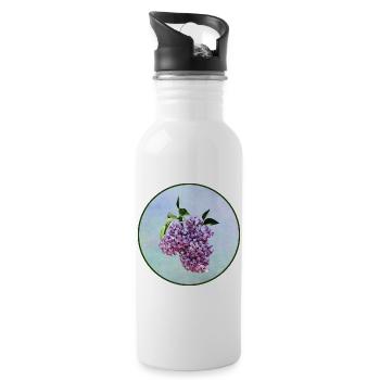 Delicate Pink Lilacs With Background - 20 oz Water Bottle - white - Right