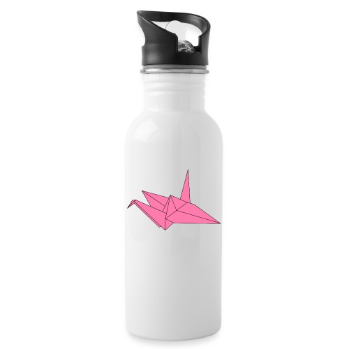 Origami Paper Crane Design - Pink - 20 oz Water Bottle