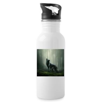 Howling wolf at midnight - 20 oz Water Bottle - white - Right