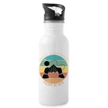 best knniting mom ever Artboard 1 - 20 oz Water Bottle - white - Right