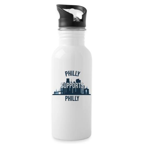 Philly Supports Philly skyline blue transparentbg - 20 oz Water Bottle