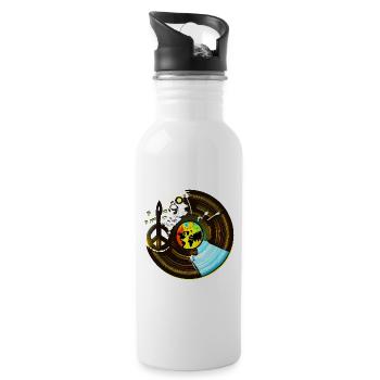 Make Music Not War | Hippie Peace & Vinyl Record - 20 oz Water Bottle - white - Right