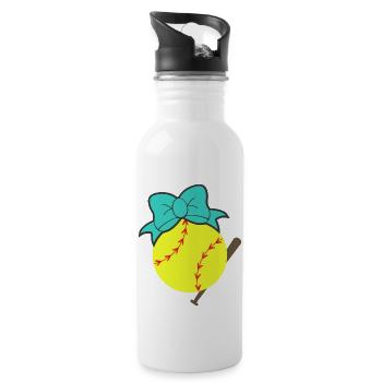 Softball Bat - 20 oz Water Bottle - white - Right