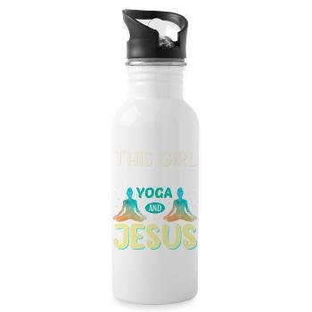 Christian Gift This Girl Runs On Yoga And Jesus - 20 oz Water Bottle - white - Right