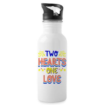 two hearts - 20 oz Water Bottle - white - Right