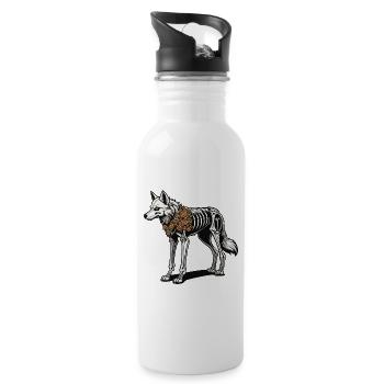 Wolf Skeleton Illustration - 20 oz Water Bottle - white - Right