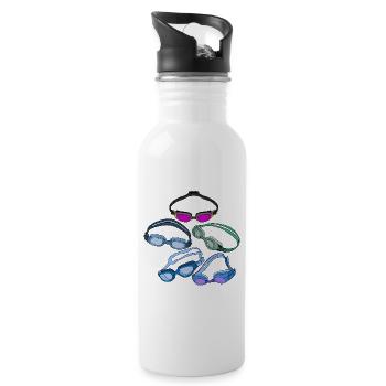 Cool Swimming Goggles - 20 oz Water Bottle - white - Right