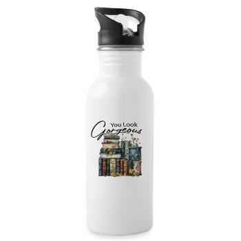You Look Gorgeous Quote Books Floral Tee Gift Idea - 20 oz Water Bottle - white - Right