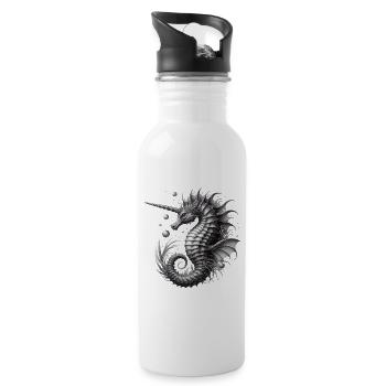 Unicorn Seahorse Fantasy Creature - 20 oz Water Bottle - white - Right