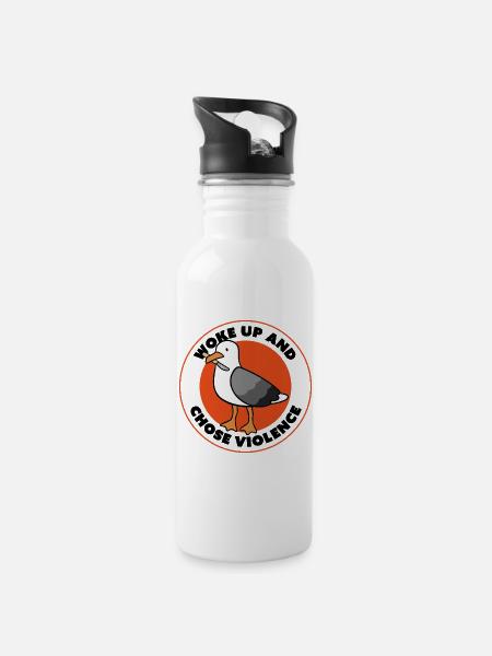 Woke Up and Chose Violence - Seagull Edition - 20 oz Water Bottle - white
