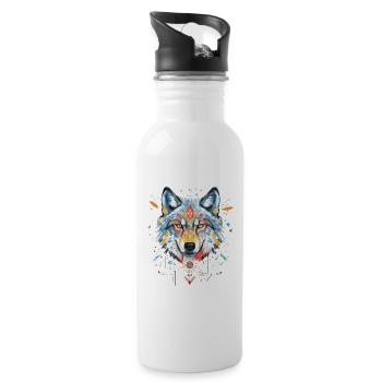 Bright Crayon illustration of Wolf face - 20 oz Water Bottle - white - Right