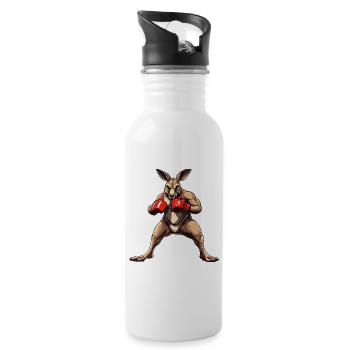 Tough Kangaroo Boxing Champion - 20 oz Water Bottle - white - Right