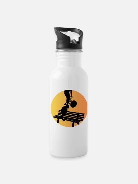 Bicycle Hopping Park Bench - 20 oz Water Bottle - white