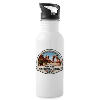 Arches National Park USA Logo - 20 oz Water Bottle - white - Right