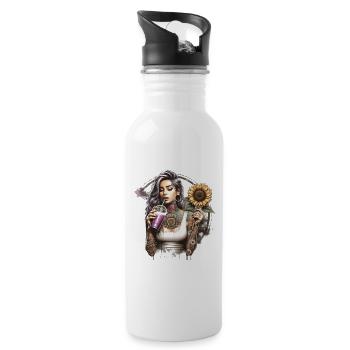 tattoos; tattooed; inked; ink; woman; girl; - 20 oz Water Bottle - white - Right