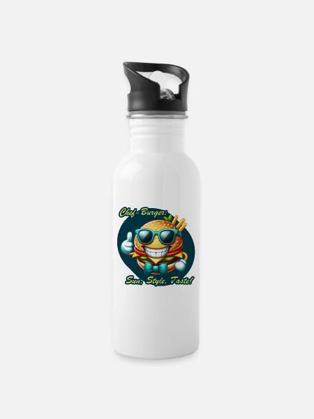 Chef Burger - 20 oz Water Bottle - white