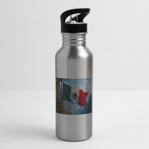 Mexican Flag in Mountain Nature Landscape - 20 oz Water Bottle