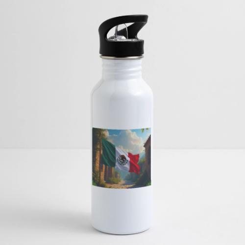 Mexican flag in Magical Town and Nature - 20 oz Water Bottle