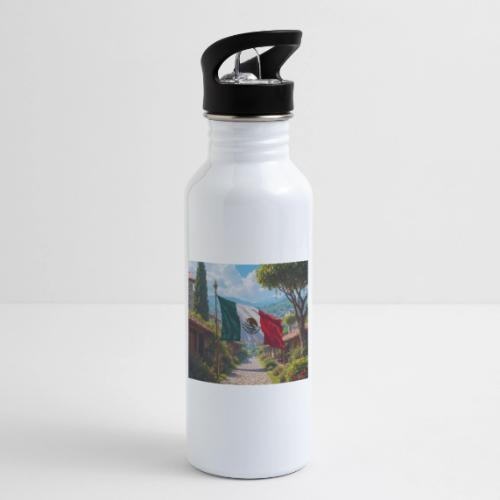 Mexican flag surrounded by nature and magic town - 20 oz Water Bottle