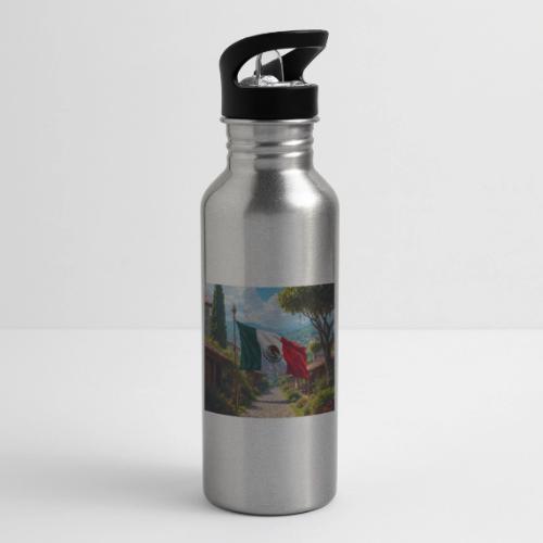 Mexican flag surrounded by nature and magic town - 20 oz Water Bottle