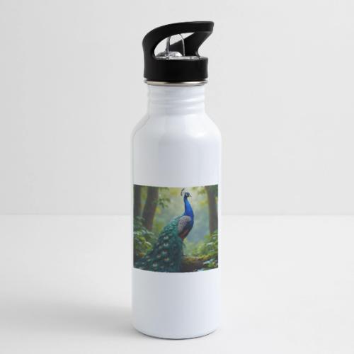 Majestic Peacock in Enchanted Forest - 20 oz Water Bottle