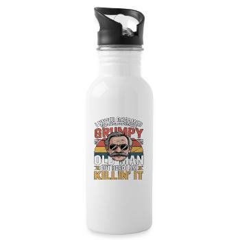 Grumpy Old Man –Funny Retired Life T-Shirt for Men - 20 oz Water Bottle - white - Right