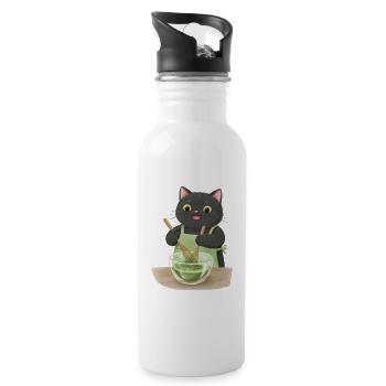 Charming Black Cat Mixologist Print - 20 oz Water Bottle - white - Right