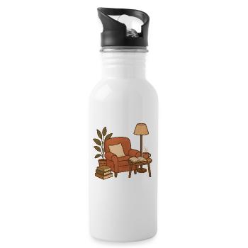 Cozy Reading Nook Illustration - 20 oz Water Bottle - white - Right