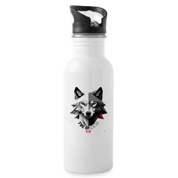 Fierce Wolf Geometric Design - 20 oz Water Bottle - white - Right