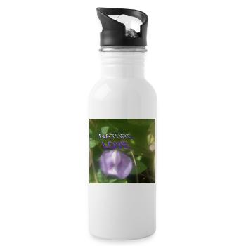 Nature Love with Purple Flower Art - 20 oz Water Bottle - white - Right