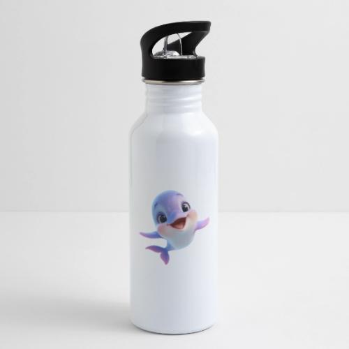 Purple-White Smiling Baby Dolphin - 20 oz Water Bottle