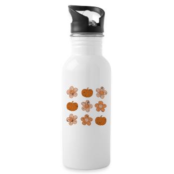 Rustic Pumpkin and Flower Pattern - 20 oz Water Bottle - white - Right