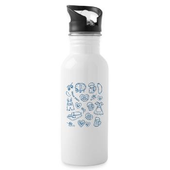 Charming Bavarian Beer and Food Motif - 20 oz Water Bottle - white - Right