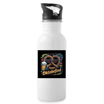 Festive Oktoberfest Beer Pretzel Illustration - 20 oz Water Bottle - white - Right
