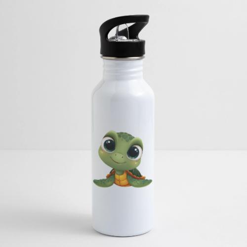 Cheerful Green Cartoon Sea Turtle with Big Eyes - 20 oz Water Bottle