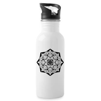 Minimalist Black and White Line Art Motif - 20 oz Water Bottle - white - Right
