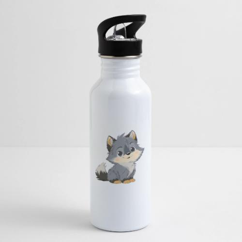 Cute Cartoon Baby Wolf with Innocent Eyes - 20 oz Water Bottle