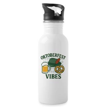 Oktoberfest Vibes with Beer Pretzel Hat - 20 oz Water Bottle - white - Right