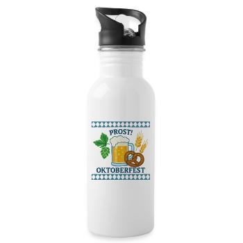Oktoberfest Beer Mug with Pretzel and Wheat - 20 oz Water Bottle - white - Right