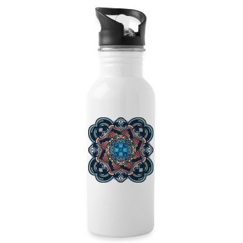 Intricate Blue and Coral Mandala Pattern - 20 oz Water Bottle - white - Right