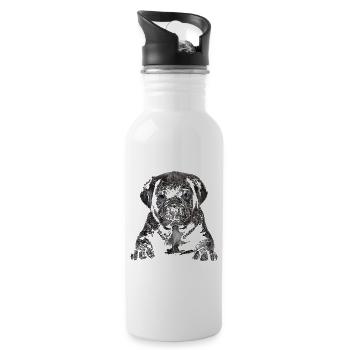 Noir Pup Portrait - 20 oz Water Bottle - white - Right
