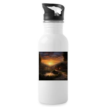 Serene Cottagecore Sunset - Rustic Cabins - 20 oz Water Bottle - white - Right