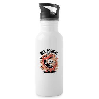 Stay Positive with Skeleton and Alligator - 20 oz Water Bottle - white - Right