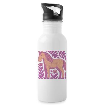 Lilac Floral Horse Silhouette - 20 oz Water Bottle - white - Right