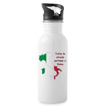 Italy Map Tricolor Roads to Rome - 20 oz Water Bottle - white - Right