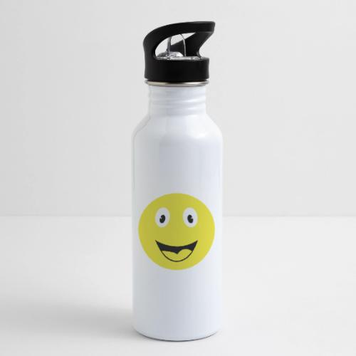 Yellow Happy Face Print - 20 oz Water Bottle